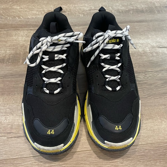 Balenciaga Triple S black yellow sneakers men size 11 - Picture 1 of 9